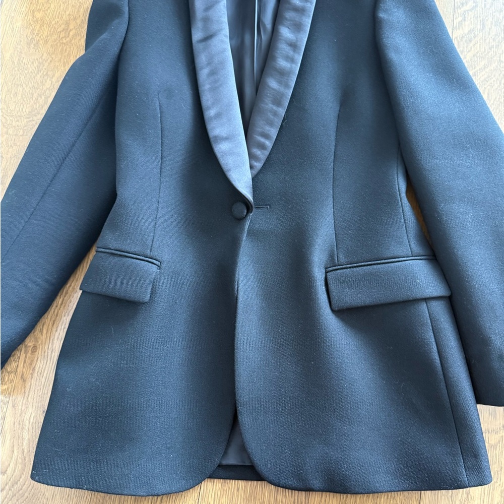 WARDROBE.NYC Tuxedo Black Satin-Lapel Blazer